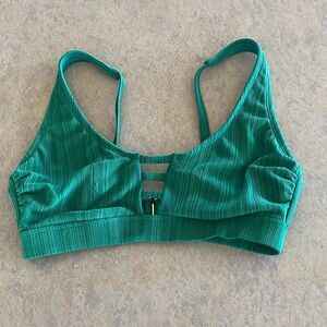 Green Ribbed Strappy Swimsuit Top